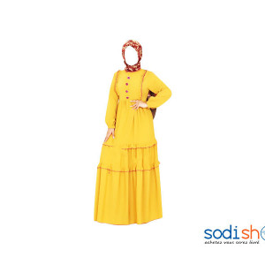 Robe Longue Motif Classique - Couleur Jaune AJ00128