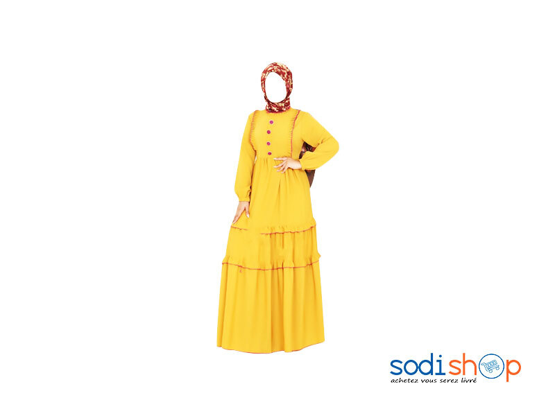 Robe Longue Motif Classique - Couleur Jaune AJ00128