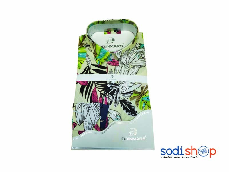 OdinMars Chemise Pour Homme Motif Floral - Couleur Beige BJ00100