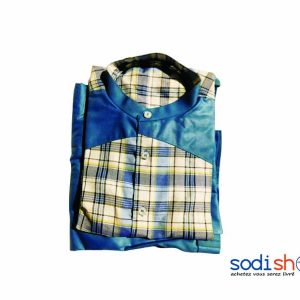 Tissu en Coton - Boubou 2 Pièces Couleur Gris et Marron Pour Homme Taille XL DD00132