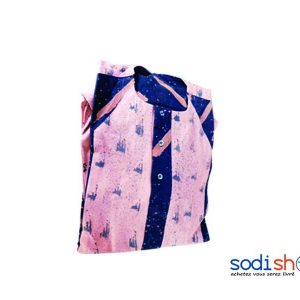 Vêtement Pour Homme Tissu en Coton - Boubou avec Pantalon Couleur Rose et Bleu Taille XL DD00132