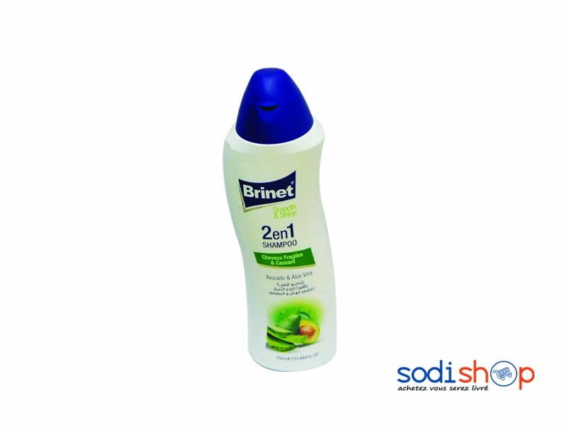 Shampoing Brinet Avocat et Aloe Vera - Pour Cheveux Fragiles et Cassants 2en1 Smooth & Shine 700ml TU00112