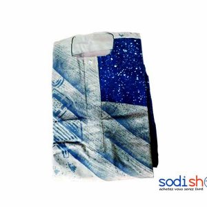 Vêtement Pour Homme Tissu en Coton - Boubou avec Pantalon Couleur Bleu et Argile Taille XL DD00132