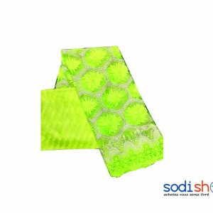 Brodé Dipure + Bazin Getzner Tissu en Coton - Couleur Vert 3 et 1 Mètres DD00132