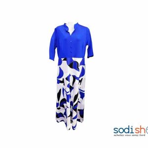 Robe Pour Femme - Joli Design Couleur Bleu Blanc MKS00133
