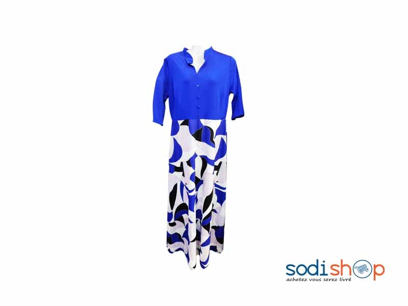 Robe Pour Femme - Joli Design Couleur Bleu Blanc MKS00133