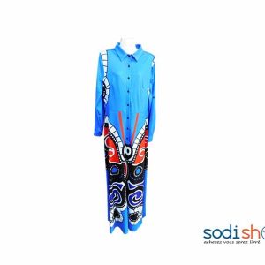 Robe Classique Pour Femme – Manches Longues Couleur Bleu MKS00133