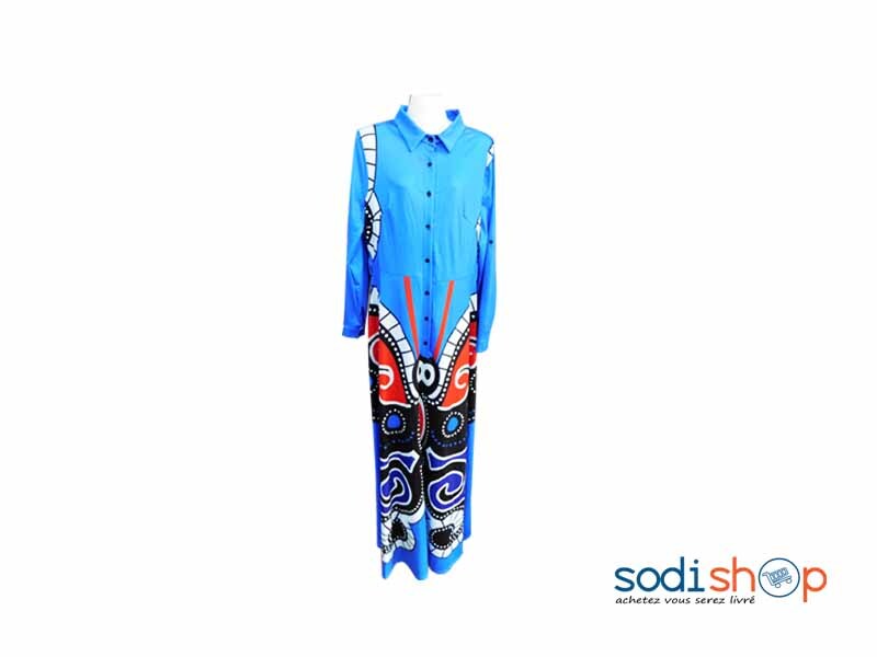 Robe Classique Pour Femme – Manches Longues Couleur Bleu MKS00133