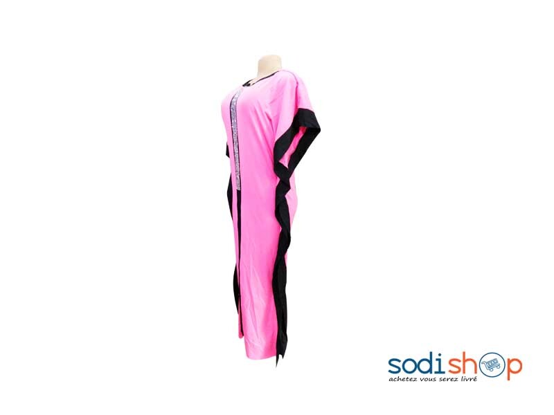 Robe Longue Habit Pour Femme - Couleur Rose et Noir Haute Qualité MKS00133 – Image 2