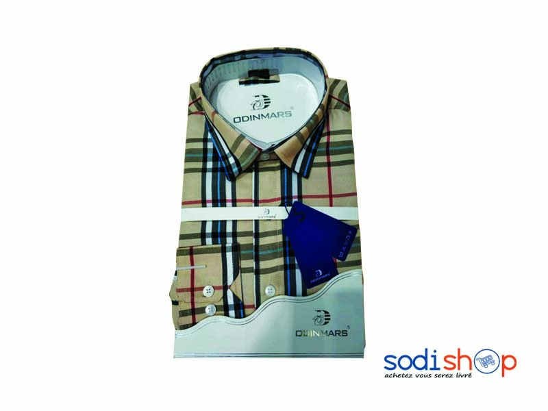Chemise à Carreaux Haute Qualité - OdinMars Couleur Marron-Clair Pour Homme BJ00100