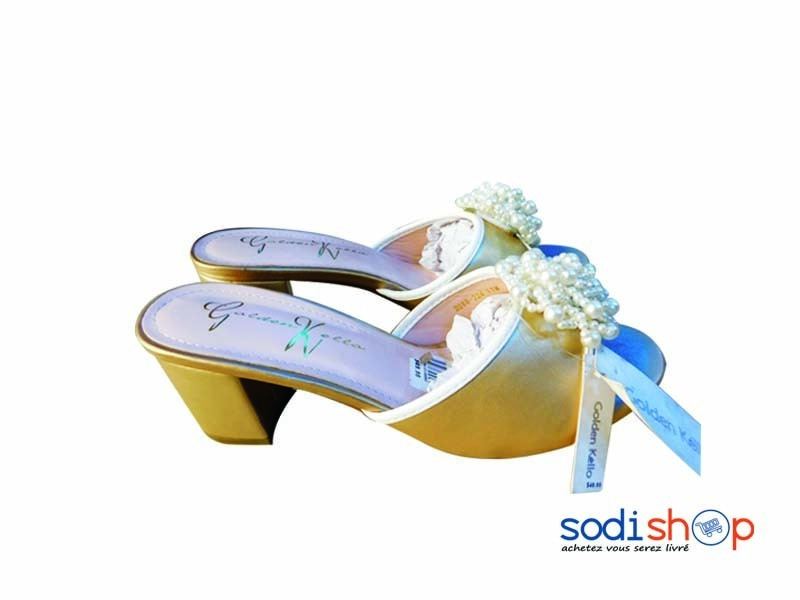 Chaussure à Talon Pour Femme Couleur Doré à Perle KS0009
