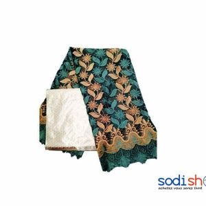 Dentelle + Bazin Couleur Beige Marron 3 et 1 Mètre DD00132