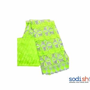 Dentelle + Bazin Getzner Couleur Vert 3 et 1 Mètre DD00132