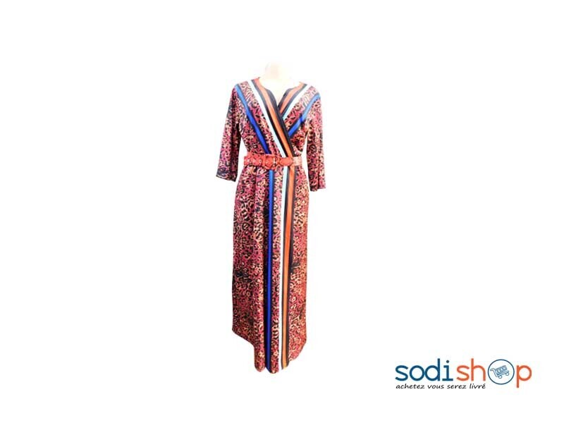 Robe Croisé Motif Imprimé Femme Multicolore MKS00133