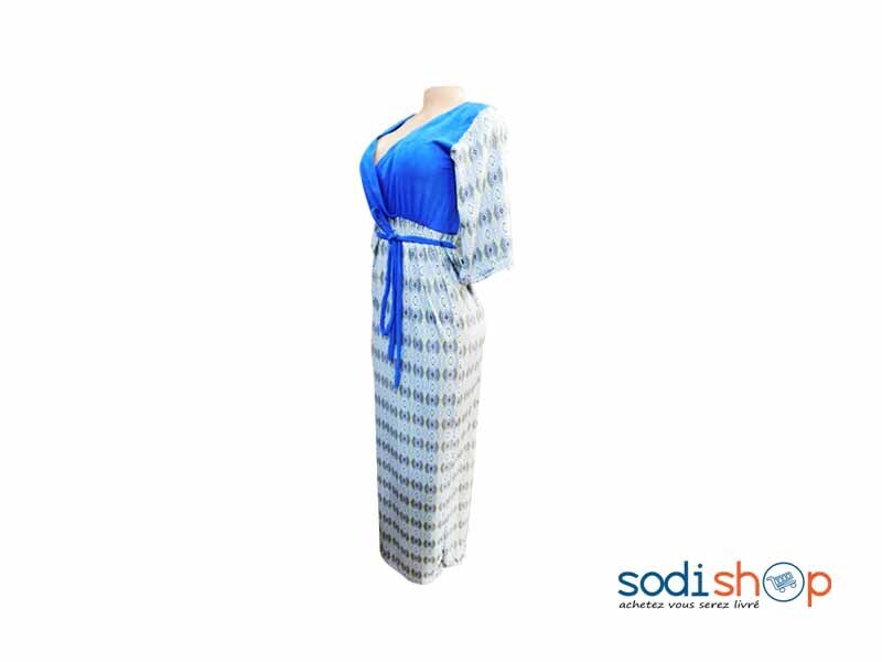 Robe Croisé Imprimé Pour Femme Couleur Bleu MKS00133 – Image 2