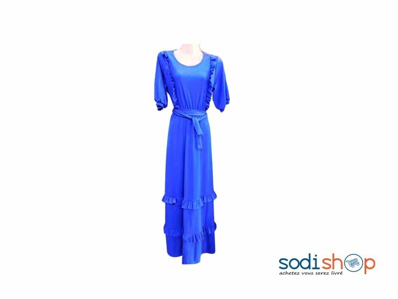 Robe Longue Couleur Bleu Pour Femme MKS00133
