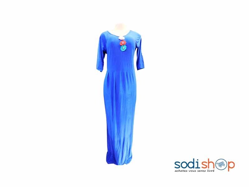 Robe Longue Manche Trois Quart Couleur Bleu MKS00133 – Image 2