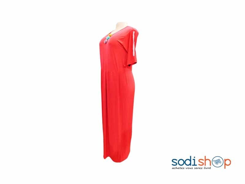 Robe Longue Manche Trois Quart Couleur Rouge MKS00133