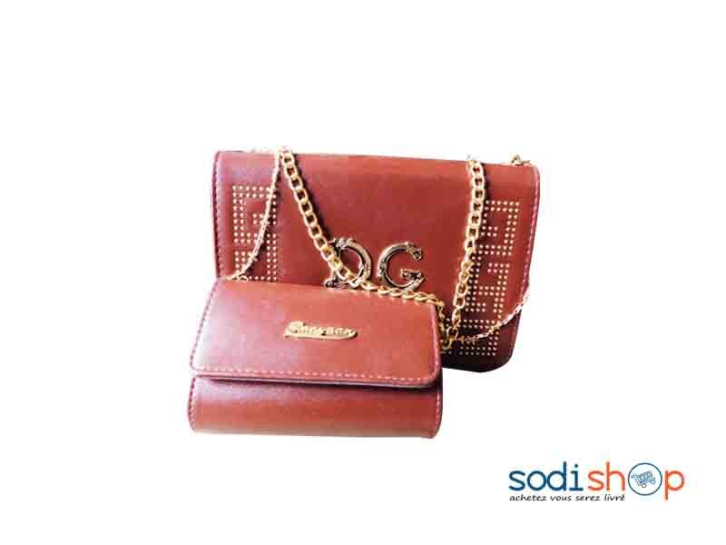 Mini Sac à Main DG + Pochette - Couleur Rouge Pour Femme SK0003