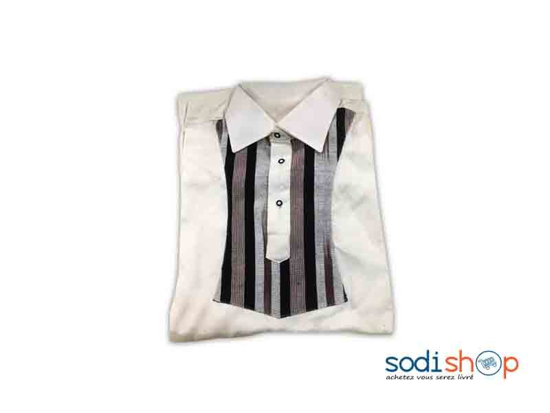 Chemise en Coton - Motif Tendance Couleur Noir et Blanc Taille XL MKS00133