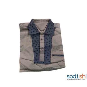 Chemise Pour Homme Style Africain - Coton Couleur Marron et Gris Taille XL MKS00133