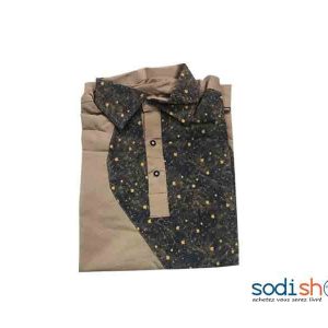 Chemise Pour Homme Style Africain - Coton Couleur Marron Taille XL MKS00133