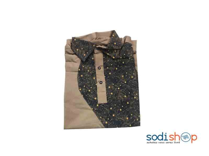 Chemise Pour Homme Style Africain - Coton Couleur Marron Taille XL MKS00133