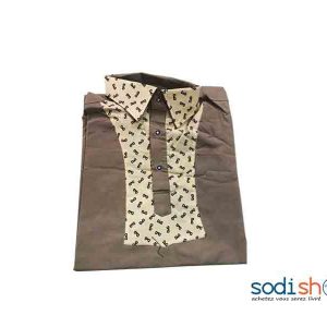 Chemise Pour Homme Style Africain - Coton Couleur Marron Taille XL MKS00133