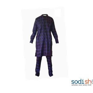 Vêtement Pour Homme Tissu en Coton - Boubou avec Pantalon Couleur Violet Taille L MJ0021