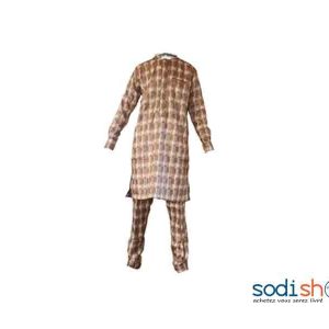 Vêtement Pour Homme Tissu en Coton - Boubou avec Pantalon Couleur Marron Taille L MJ0021