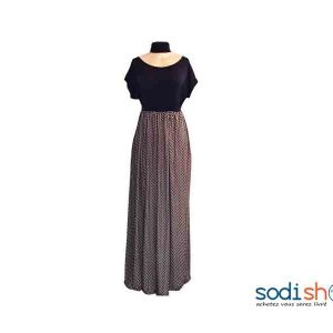 Robe avec Voile - Habit Pour Femme Couleur Bleu et Blanc AD00135