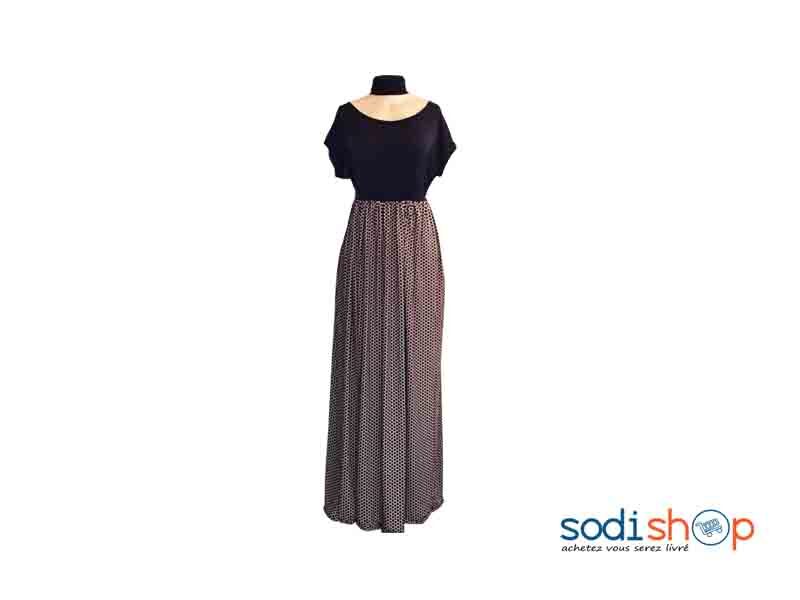 Robe avec Voile - Habit Pour Femme Couleur Bleu et Blanc AD00135