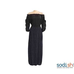 Robe Longue Manches 3/4 - Couleur Noir Pour Femme AD00135
