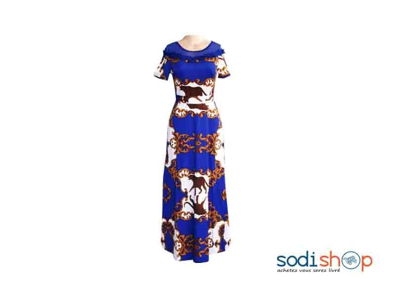 Robe Longue Versatile Couleur Bleu Pour Femme AD00135