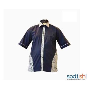 Chemise en Coton - Motif Africain Couleur Noir et Beige Pour Homme Taille XL MJ0021