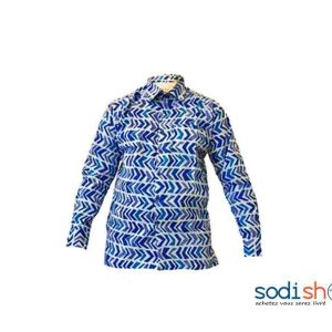 Chemise en Coton - Design Stylé Couleur Bleu et Blanc Pour Homme Taille XL MJ0021