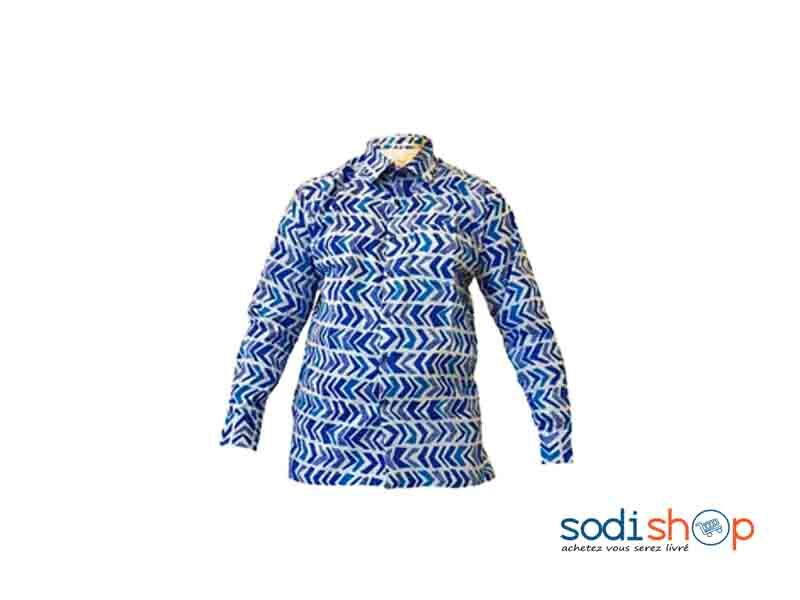 Chemise en Coton - Design Stylé Couleur Bleu et Blanc Pour Homme Taille XL MJ0021