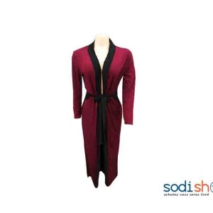 Robe Pour Femme - Type Kimono Couleur Bordeaux et Noir MKS00133