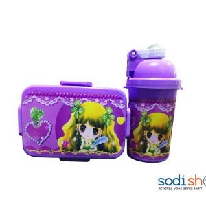 Boite à Lunch Avec Gourde En Plastique PCV Pour Enfant Viollet LB0060