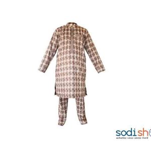 Boubou Complet Africain Couleur Grise Taille XL MJ0021