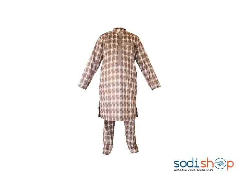 Boubou Complet Africain Couleur Grise Taille XL MJ0021