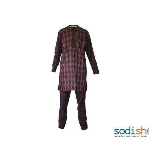 Boubou Complet Africain Couleur Maron Taille XL MJ0021