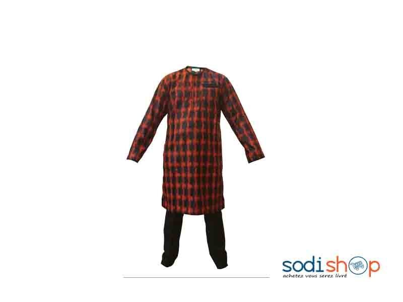 Boubou Complet Africain Couleur Rouge Taille XL MJ0021