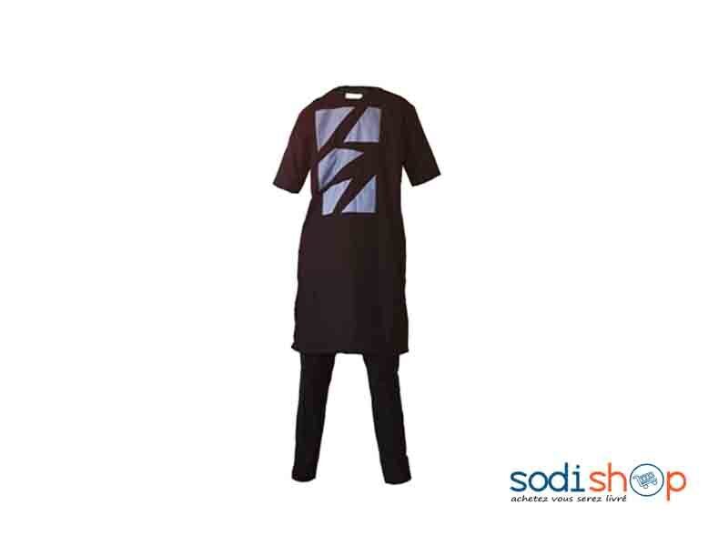 Boubou Complet Africain ¾ Rouge Bordeaux MJ0021