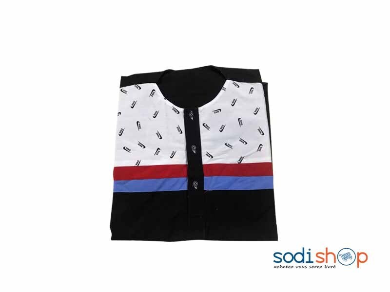 Chemise Col Indien Motif Nike Manches Courtes XL MKS00133