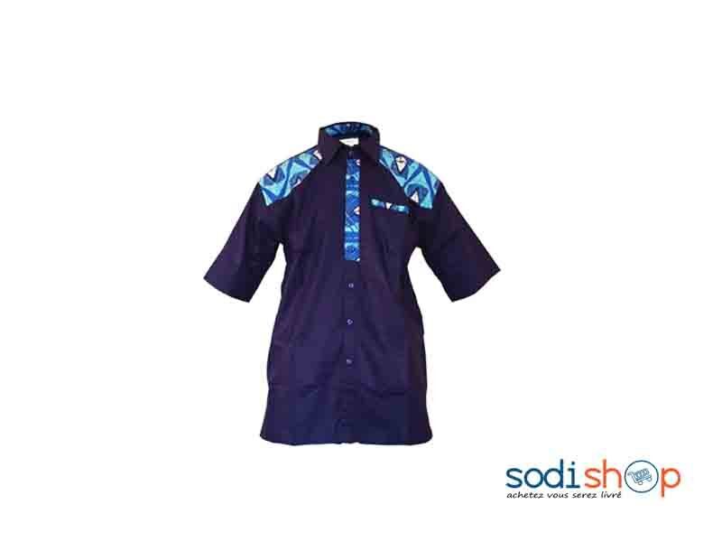 Chemise Manche Courte Pour Homme Couleur Bleu MJ0021