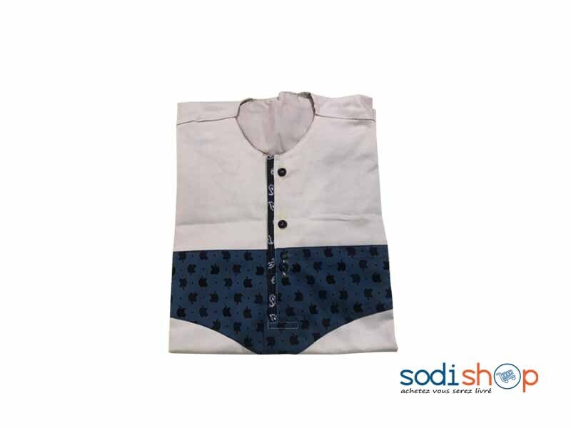 Chemise Sans Col Pour Homme en Coton et Wax Taille XL MKS00133