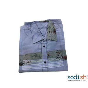 Chemise de Mode Africaine en Coton Couleur Bleu XL MKS00133