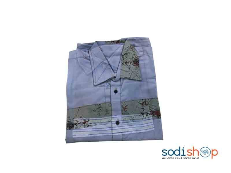 Chemise de Mode Africaine en Coton Couleur Bleu XL MKS00133