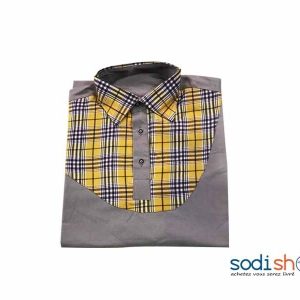 Chemise à Motif Quadrillé Col Classique Couleur Jaune Grise XL MKS00133